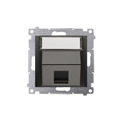 Egyszögű Keystone adataljzat fedél feliratozási mezővel (modul). Rögzítés karmokkal és csavarokkal, matt fekete, Simon54