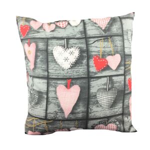 Pamut párnahuzat 50x50 617E szürke szív rózsaszín kétoldalas 146691738 - Párnahuzat