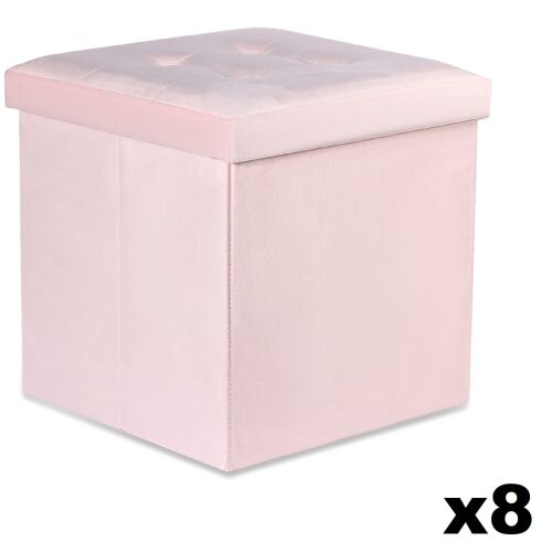 Összecsukható puff L gombokkal - 38x38x38cm rózsaszín bársony x 8 146692247
