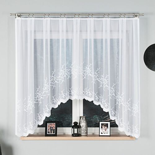 BAKARO - Készre varrt jacquard függöny alul kivágással - 320x160 cm - fehér 146692504