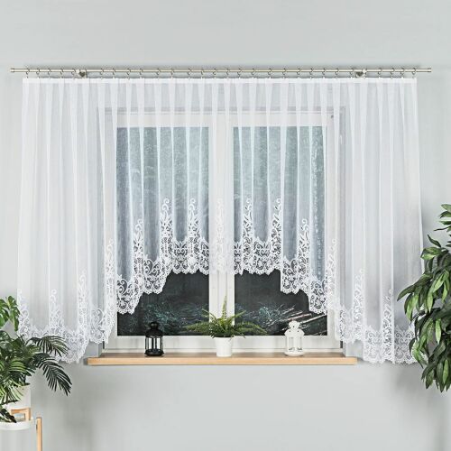 BERENIKA - Készre varrt jacquard függöny alul kivágással - 530x160 cm - fehér 146692691