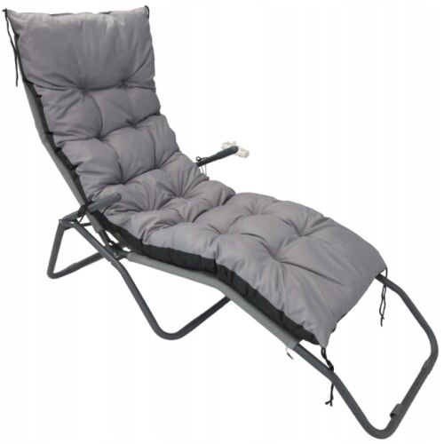 Kerti párna 180x50 cm nyugágyhoz, hintapadhoz, vízálló szürke 146692863