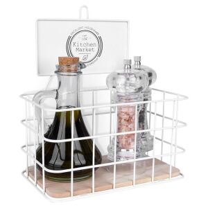 Fehér fém konyhai polc 21x12,5x24 cm