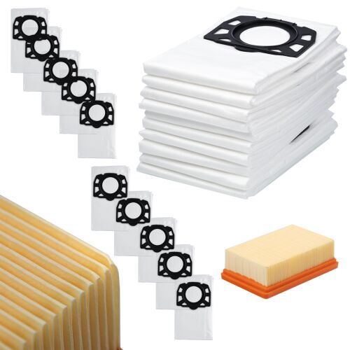 10 zsák + szűrő Kärcher WD6 WD4 WD5 MV4 porszívóhoz