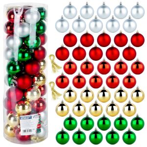 Törhetetlen karácsonyi gömbdíszek ezüst piros arany zöld 6 cm 50 db. 146695944 - Szezonális dekoráció