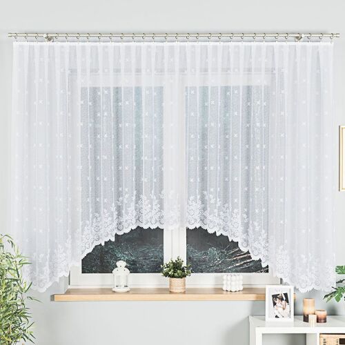 KAROLINA - Készre varrt jacquard függöny alul kivágással - 400x150 cm - fehér 146696601