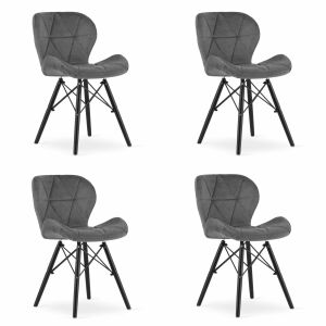 LAGO Bársonyszék - szürke / fekete lábak x 4 146697764 - Étkező szék