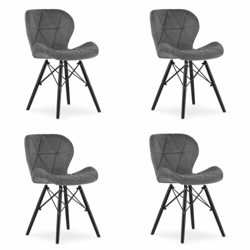 LAGO Bársonyszék - szürke / fekete lábak x 4 146697764