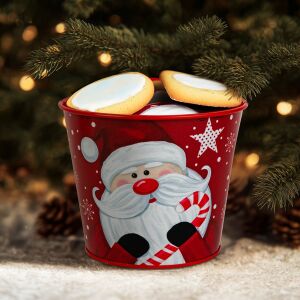 Karácsonyi dekoráció - fém kaspó, vödör - Mikulás - 13 x 11 cm (59724A) 146699387 - Szezonális dekoráció