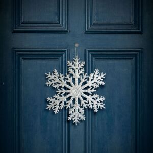 Karácsonyi dekoráció - jégkristály - glitteres ezüst - akasztható - 31 cm (59704B) 146699635 - Szezonális dekoráció