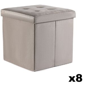 Összecsukható puff L gombokkal - 38x38x38cm bézs bársony x 8 146699679 - Lábtartó, puff