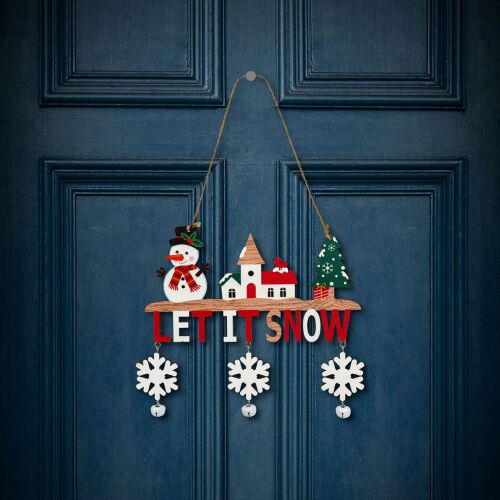 Karácsonyi dekoráció - akasztható - fa - csengettyűvel - 23 x 20 cm - 2 féle (59742)