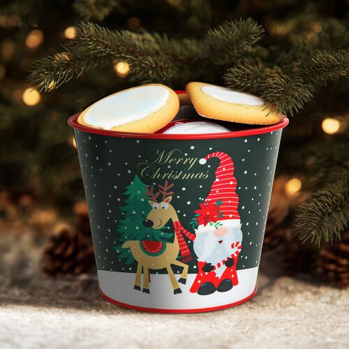 Karácsonyi dekoráció - fém kaspó, vödör - Manó - 13 x 11 cm (59724B) 146699753