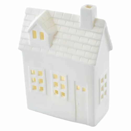 LED kerámia ház, 18 cm, 1x CR2032, beltéri, meleg fehér, időzítővel