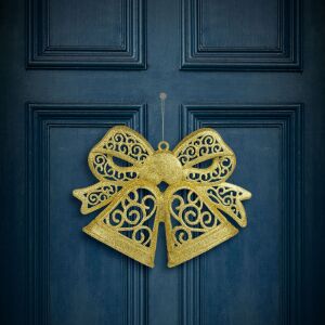 Karácsonyi dekoráció - masni - akasztható - glitteres arany - 35 cm (59705A) 146699882 - Szezonális dekoráció