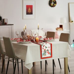 Karácsonyi dekoráció - asztalterítő futó - manós - 183 x 33 cm (59732B) 146699993 - Szezonális dekoráció