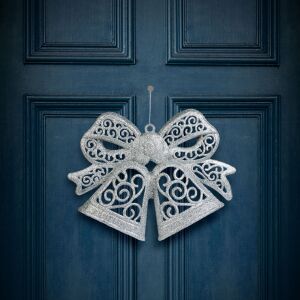 Karácsonyi dekoráció - masni - akasztható - ezüst - 35 cm (59705B) 146700150 - Szezonális dekoráció