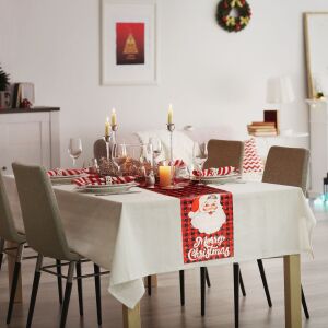 Karácsonyi dekoráció - asztalterítő futó - Mikulás - 183 x 33 cm (59732A) 146700234 - Dekoráció