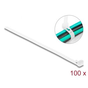Delock Újrahasználható kábelkötegelő H 200 x Sz 7,2 mm 100 db. Fehér (18644) 146700475 - Kábelkötegelő