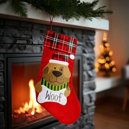 Karácsonyi mikuláscsizma - kutya - piros - 42 x 24 cm (59756B) 146700493