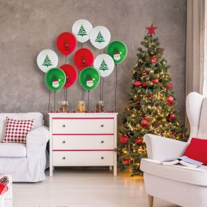 Lufi szett - piros, fehér, zöld, karácsonyi motívumokkal - 10 db / csomag (58754B)