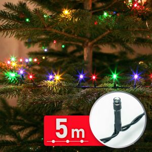 Fényfüzér - 5 m - színes - 100 LED - 220-240V - 6W - zöld kábel (59766) 146701118 - Fényfüzér