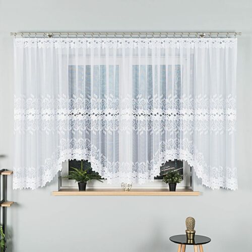 BASTIA - Készre varrt jacquard függöny alul kivágással - 500x160 cm - fehér 146701936