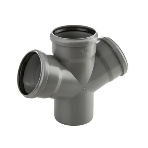 PP-HT egysíkú szaniter négyutas szelep 50x50x50/67, belső szennyvízhez, hamuszínű 146703709