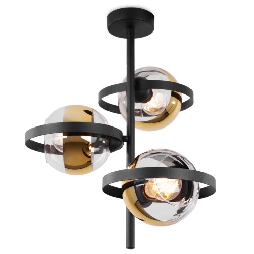 RONDA FEKETE MENNYEZETI LÁMPA 3 LAPOS ARANY LÁMPÁVAL E27 146703849