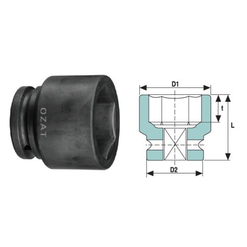 Ütőkulcs fej 1'' 6 oldalú, rövid 26 146704091