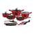 Berlinger Haus 14+2 Piece Burgundy Metallic Cookware Set on White Background
