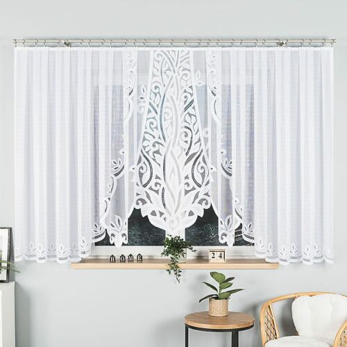 POLA - Készre varrt jacquard függöny alul kivágással - 500x160 cm - fehér 146706049