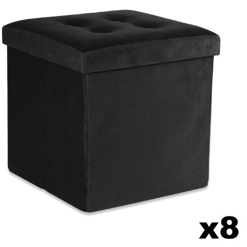 Összecsukható puff L gombokkal - 38x38x38cm bársony fekete x 8 146707852