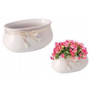 Rózsaszín kerámia virágcserép 18x8cm