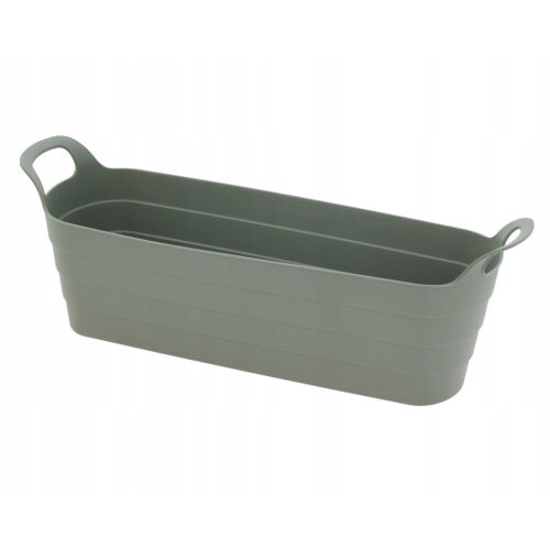 Zöld műanyag erkélyláda virágcserép 45x14x11.5cm fogantyúkkal 146712145