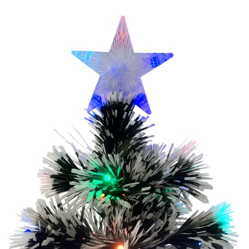 Műfenyő, LED és optikai szálas világítás, csillaggal díszített tetejű, 210 cm