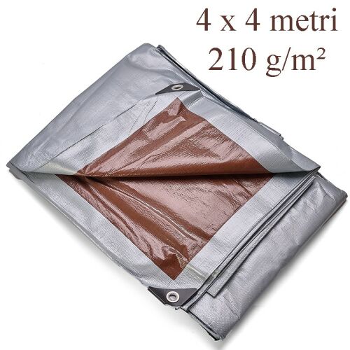 Vízálló ponyva 4x4 m, PE 210g/nm, univerzális használatra, UV+ védelemmel