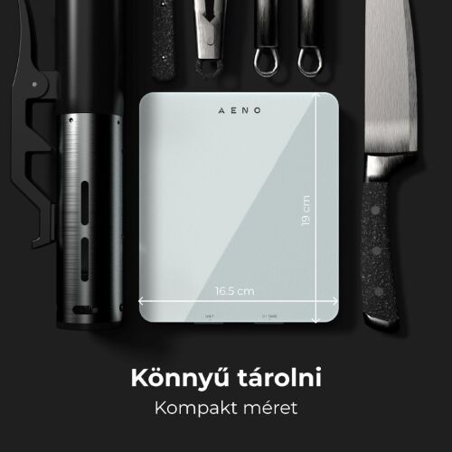 AENO AKS0001S KS1S intelligens konyhai mérleg, max. 8 kg kapacitás, LED kijelző, Bluetooth csatlakozás, edzett üvegfelület 146715431