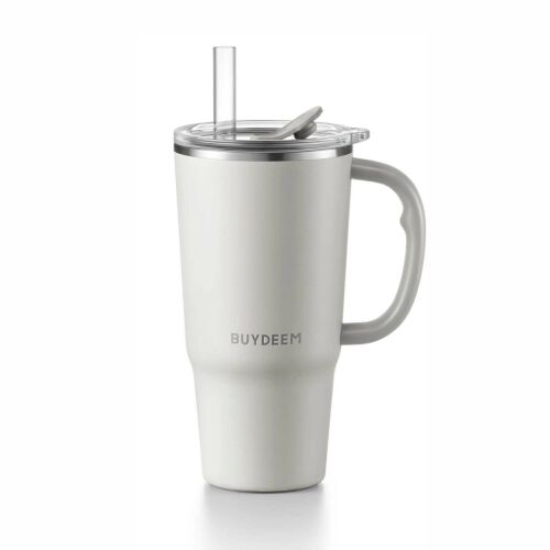 BUYDEEM DS57-OW pohár termosz szívószállal, 700 ml, dupla falú, 12 mm-es szívószál