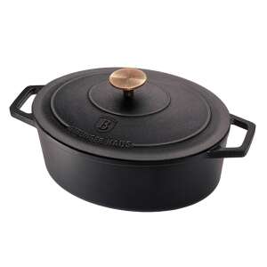 Berlinger Haus BH-6518 Black Rose Collection Cast Iron Oval Oven 32cm - Black