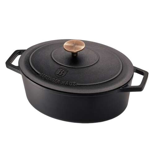 Berlinger Haus BH-6518 Black Rose Collection Öntöttvas ovális sütőedény 32cm - Fekete