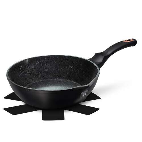 Berlinger Haus BH-6184 Deep Frying Pan with Double Pouring Spout, 24 cm, Black Rose Collection, GIFT SCRATCH GUARD
