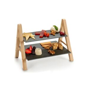 Tálaló pala sajthoz, kétszintes fa tartóval, 38 x 26 cm, Ar Kitchen