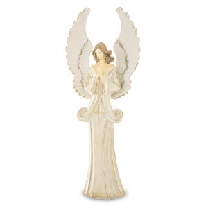 Aranyló nyugalom – Bézs angyal fém szárnyakkal (55 cm) 146717454 - Szezonális dekoráció