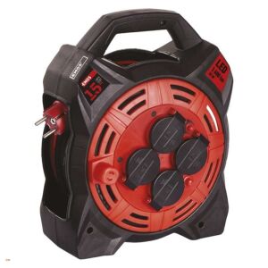 EMOS P08215 Kültéri Hálózati hosszabító Kábeldob Reflektorral 4 aljzattal 15 méter - Piros/Fekete 146718657 - EMOS Hosszabbító