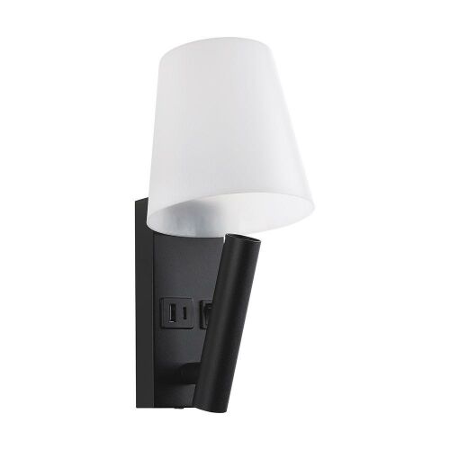 V-TAC fali olvasólámpa 2W CREE LED lámpa USB töltővel, meleg fehér, fekete ház - SKU 240016 146719162