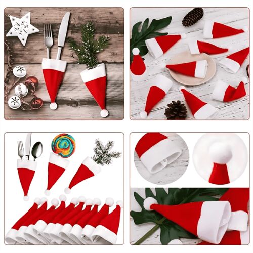 12x karácsonyi evőeszköztartó, huzat, karácsonyi borító, mikulás sapka 146719446