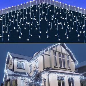 Kurtyna świetlna Icicle Lights 300LED Zimna biel 146719360 - Dekoracja świąteczna na zewnątrz