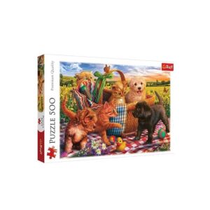 Trefl 500 db-os puzzle - Kiskutyák és kiscicák kosárban (37488) 146719455 - Puzzle