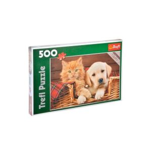 Trefl 500 db-os puzzle - Kutya és cica kosárban (37219) 146719515 - Puzzle